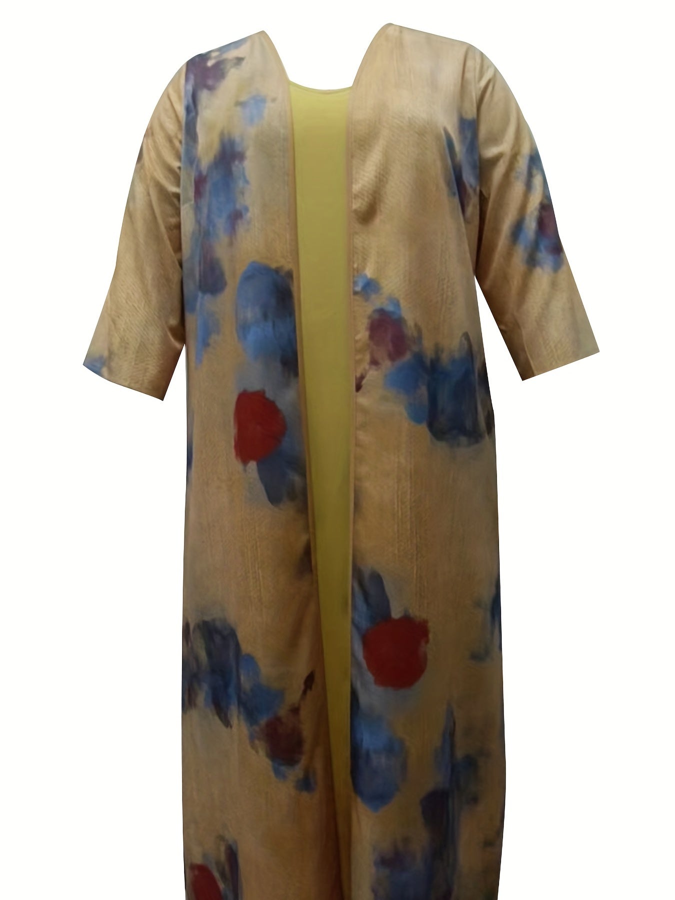  Tie Dye Cardigan & Solid Cami Dress 2-Piece Set