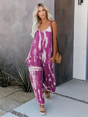 Tie Dye V-Neck Plus Size Boho Jumpsuit