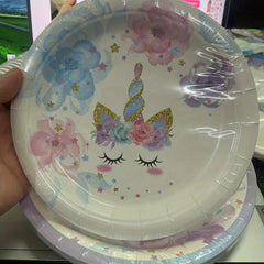 Unicorn Party Supplies 16pcs Plates Cups Napkins Gift