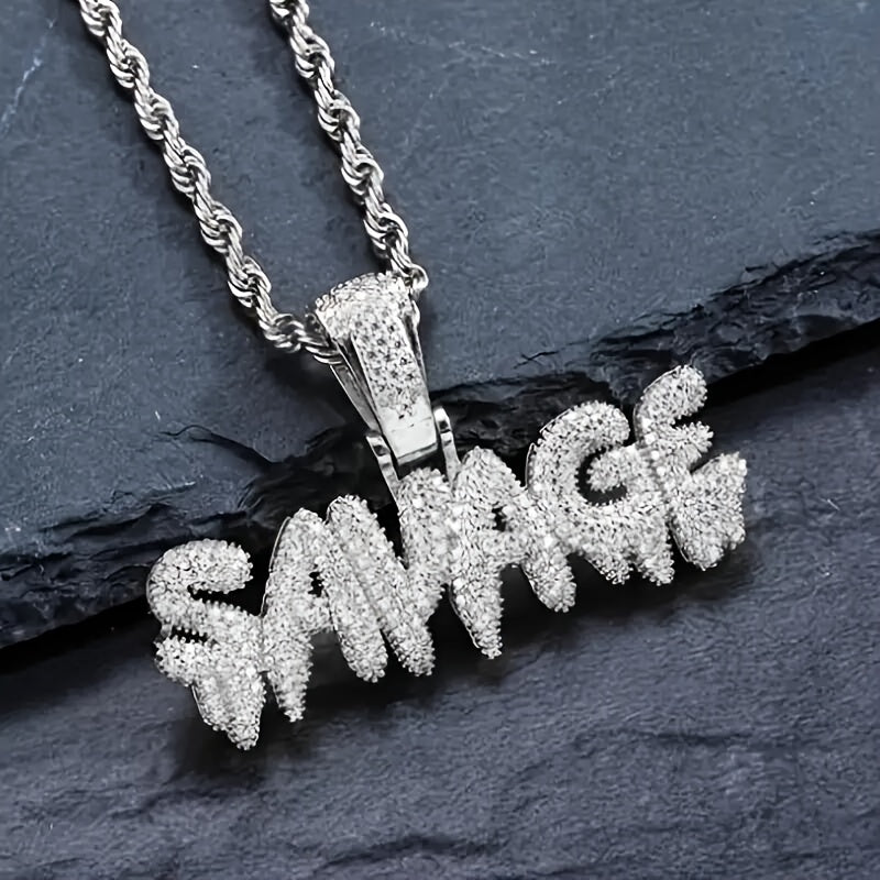 Men's Bling Rhinestone Diamond Pendant Hip Hop Necklace