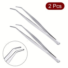 2pcs Stainless Steel Elbow Tweezers for Jewelry Repair