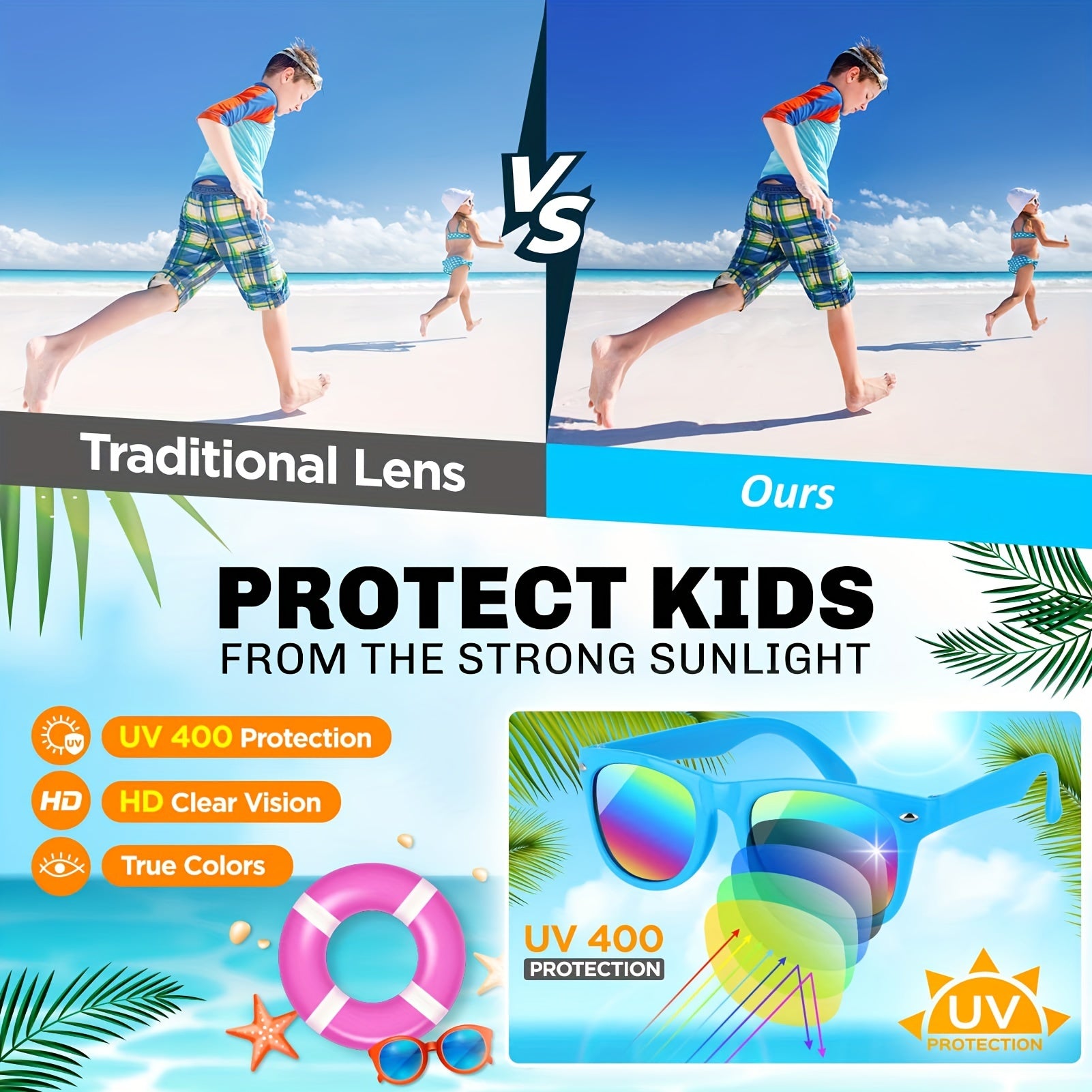 12 Kids' Neon Sunglasses UV400 Protection Pool Party Favors