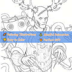 Gothic Horror Christmas Coloring Book - Dark Red Adult Activity Book