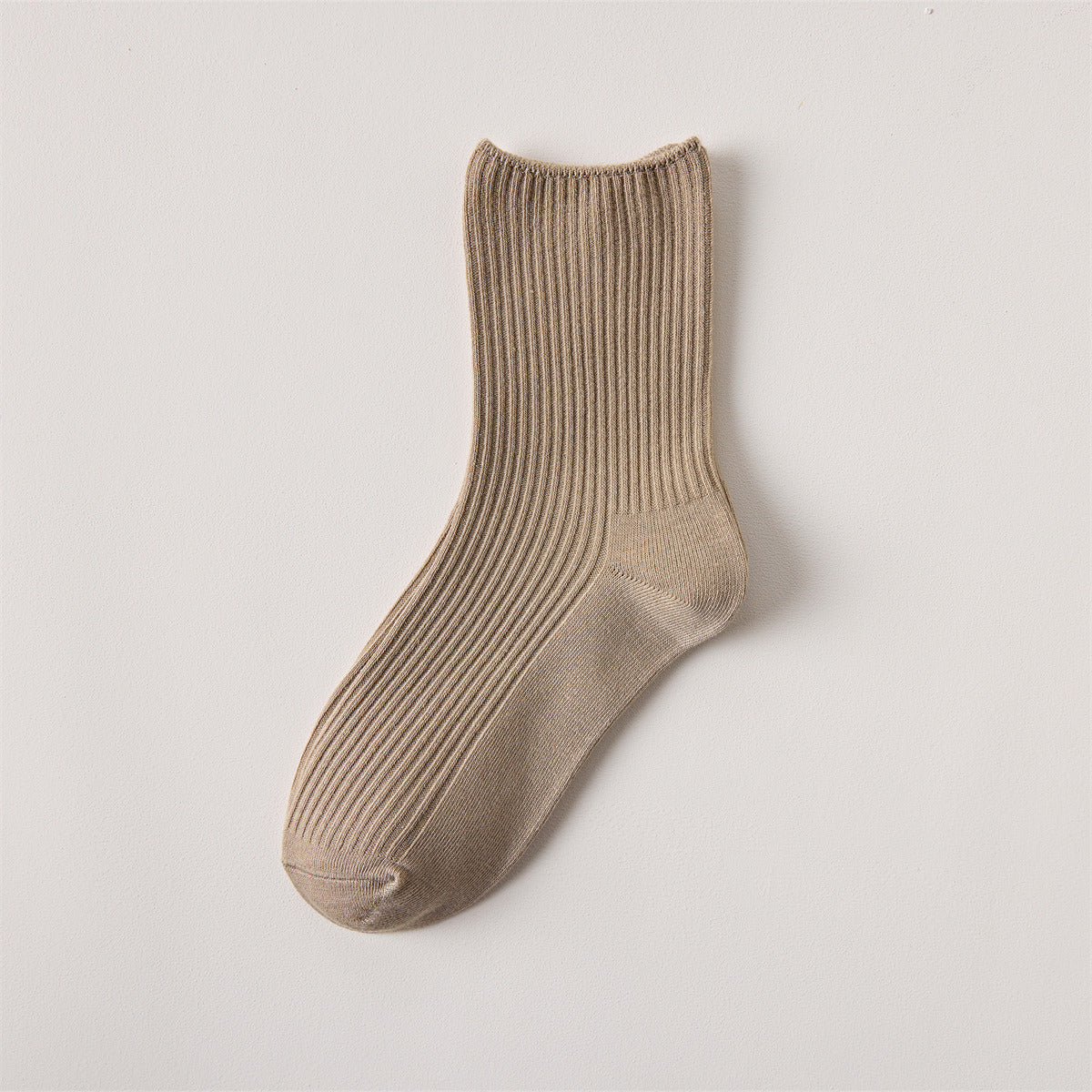 Women's Solid Ribbed Crew Socks Soft & Comfy Mid Tube Stockings