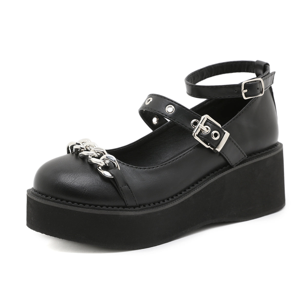 Y2K Chain Decor Mary Janes Buckle Strap Non Slip Shoes