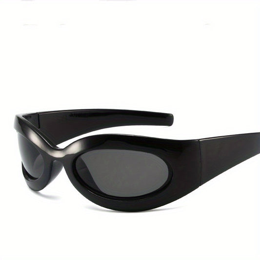 Y2K Wrap Around Sunglasses Unisex Cyberpunk Mirror Lens Glasses