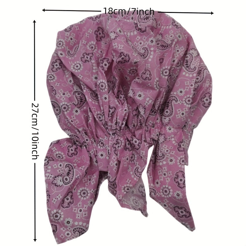 Geometric Paisley Print Turban Breathable Bandana Cotton Lightweight Hijab Hat