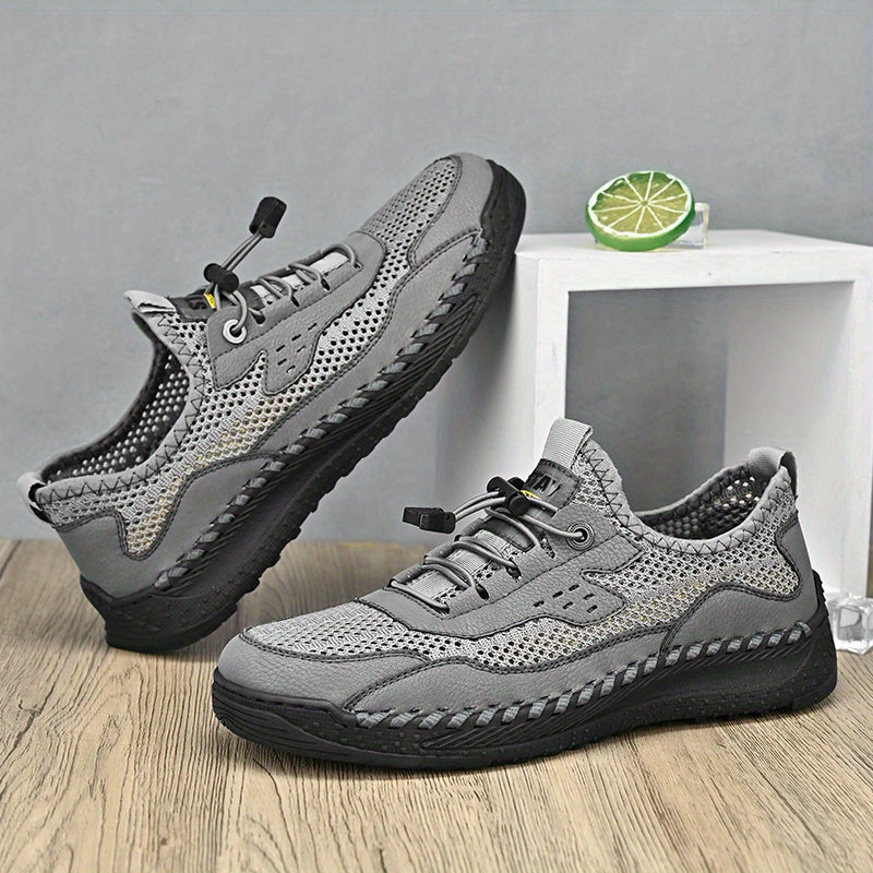 Men's No Tie Lace Mesh Sandals Breathable Outdoor Walking Shoes