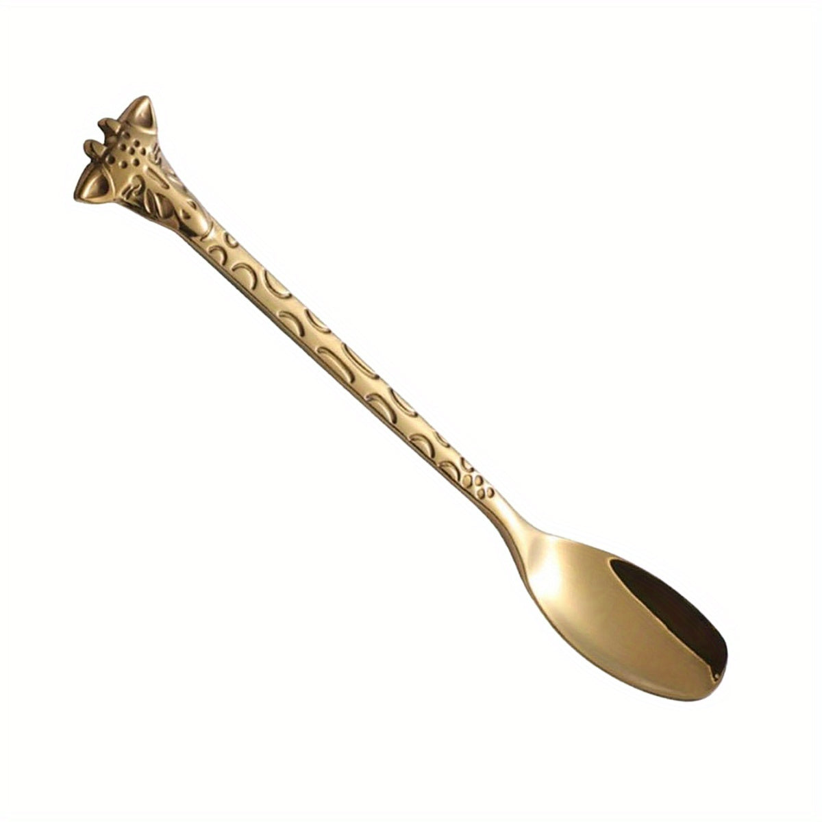 5PCS Giraffe Stainless Steel Dessert Spoon & Fork Animal Fruit Fork Mixing Spoon