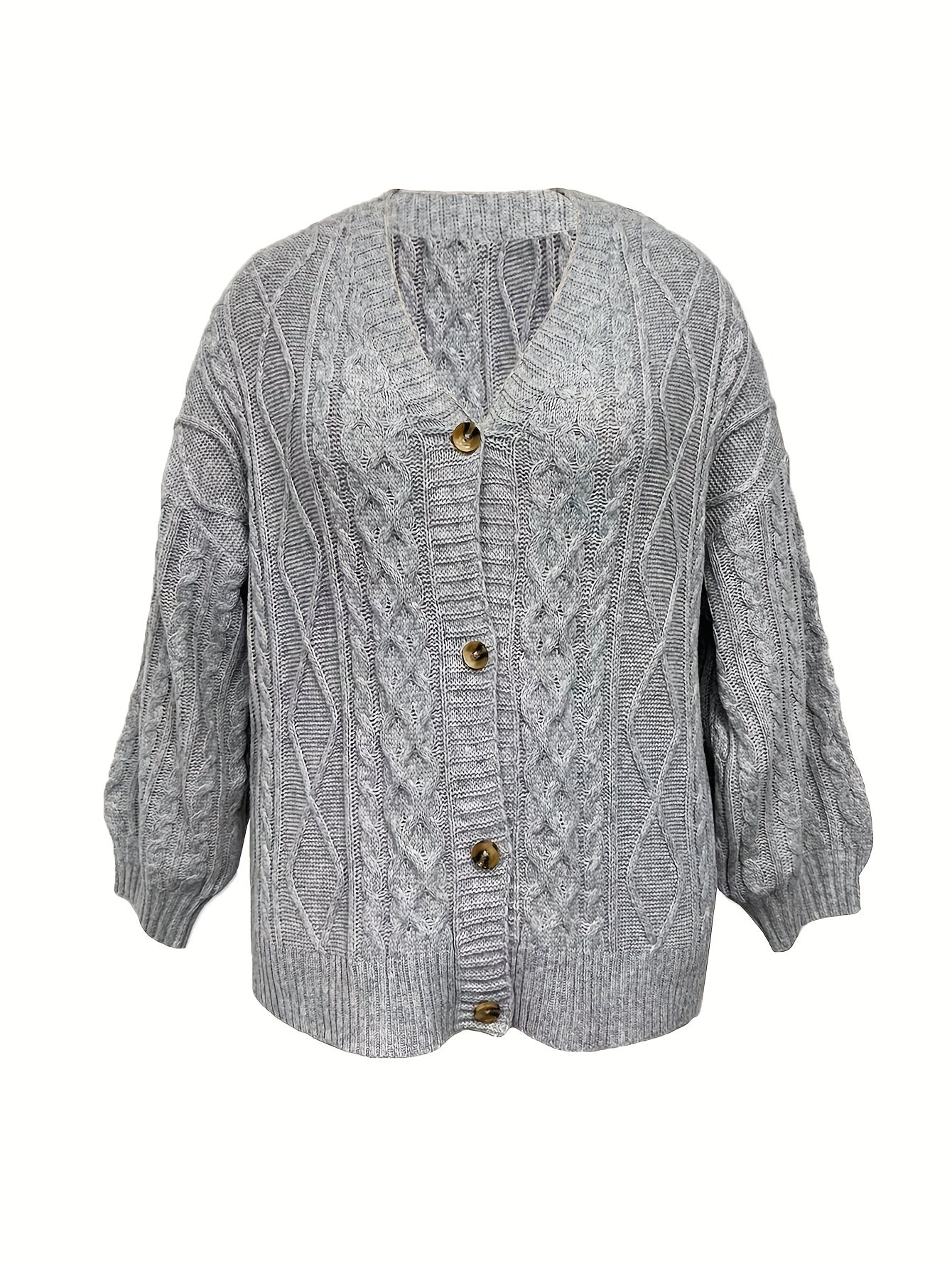  Cable Button Up Long Sleeve Cardigan