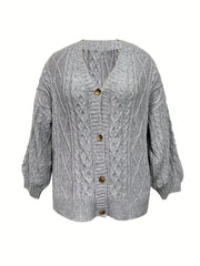  Cable Button Up Long Sleeve Cardigan