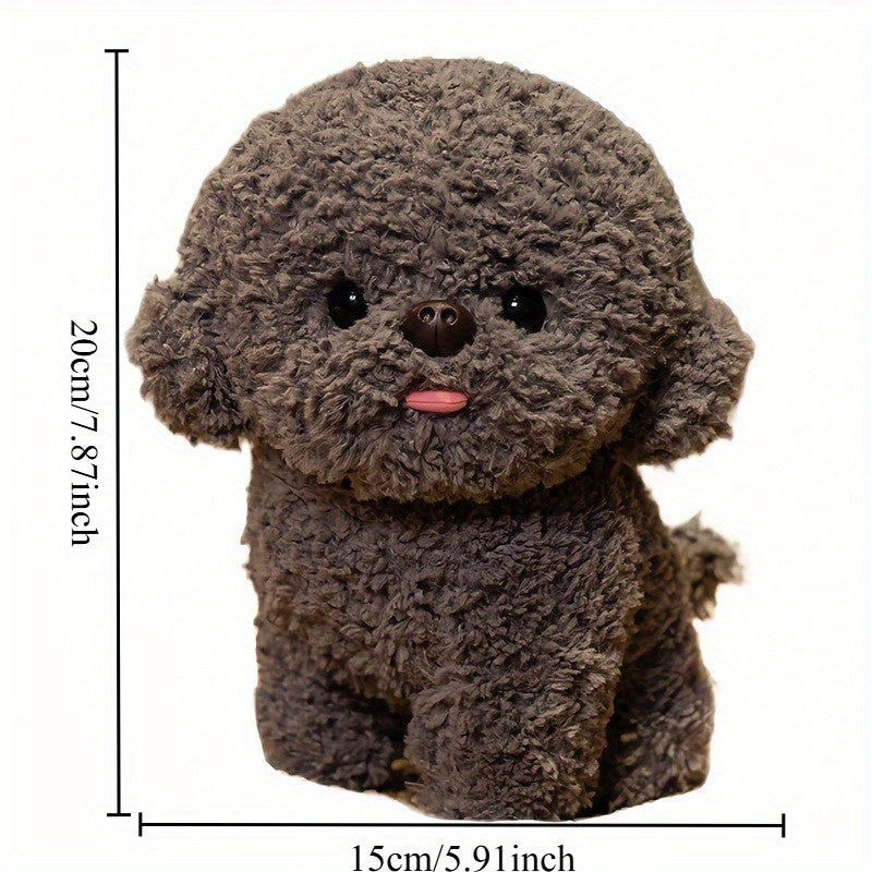 Realistic Bichon Frise Dog Plush Toy - Soft Gray Faux Fur - Perfect Gift