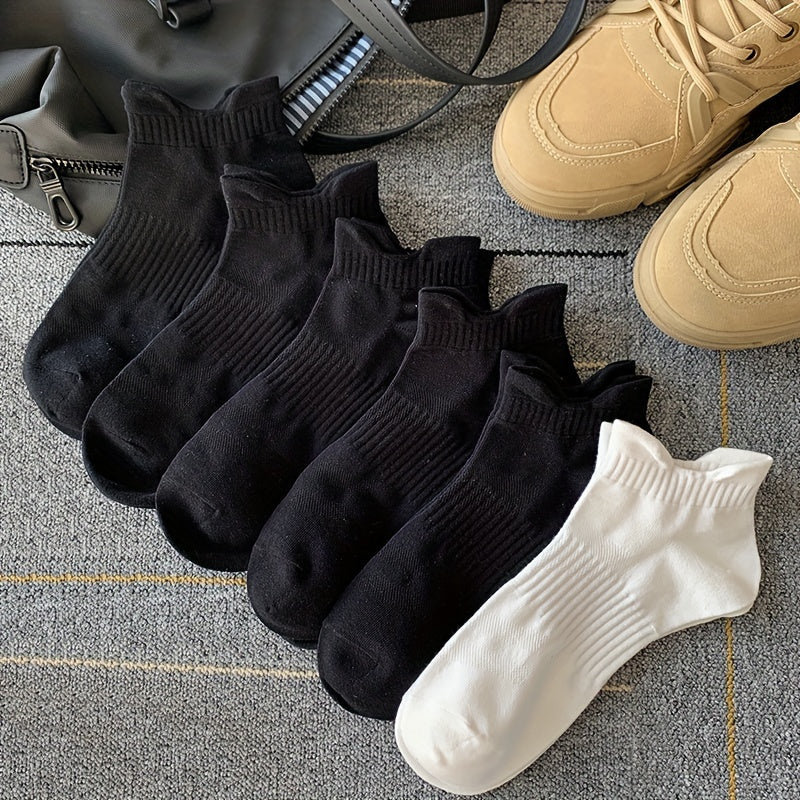 6 Pairs Solid Ankle Socks for Women, Comfy & Breathable Sports Stockings