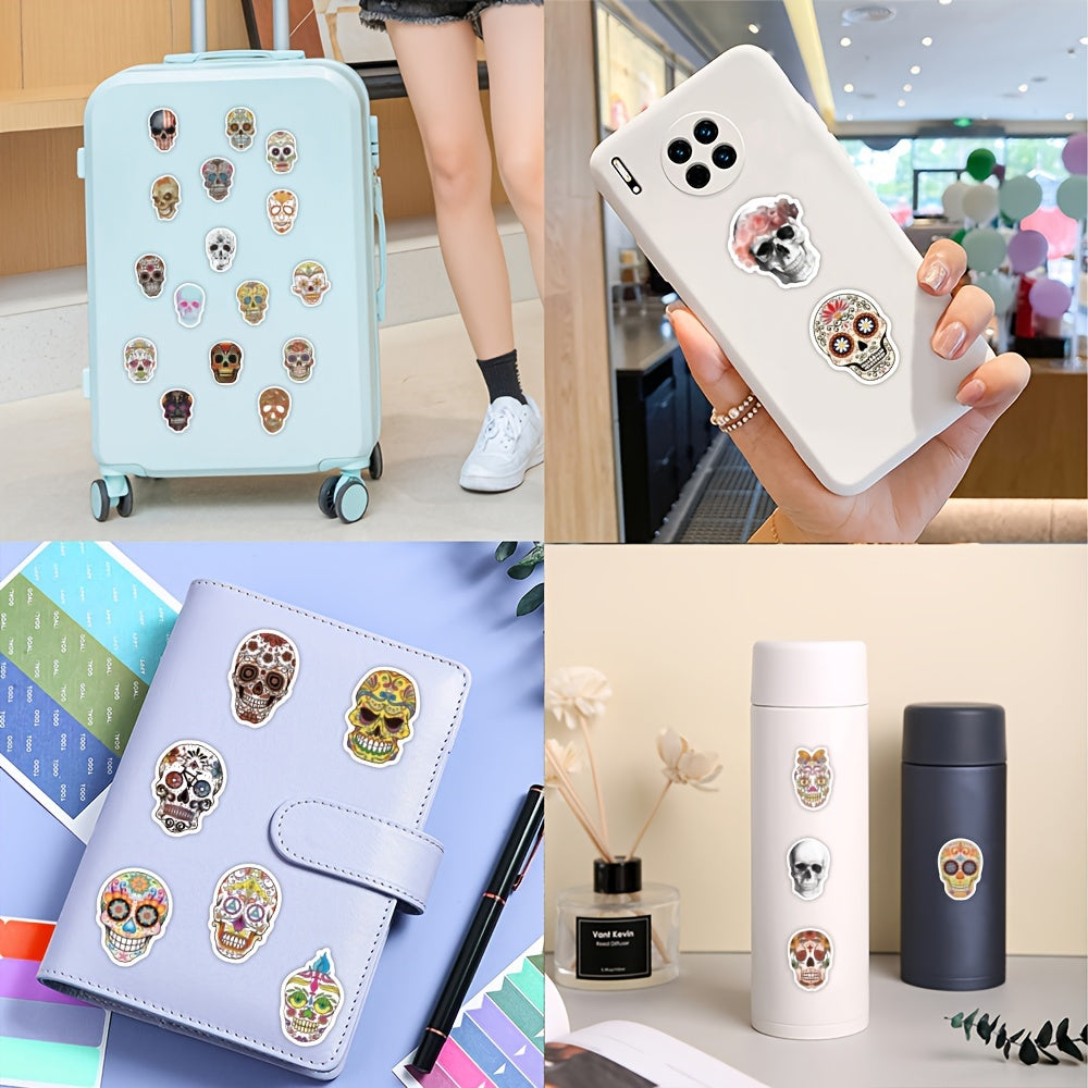 60pcs Skull Stickers Halloween Mexican Dead Stickers for Laptop Water Bottle