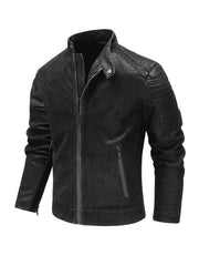 Men's Middle aged PU Leather Jacket With Zipper