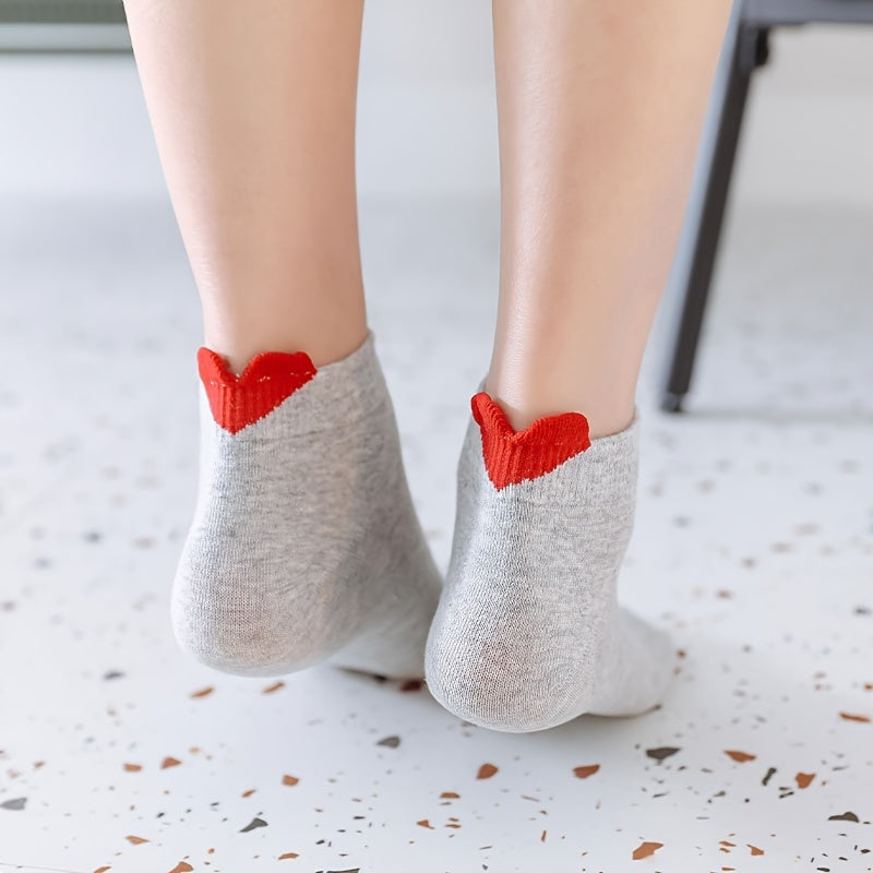 Heart Print Short Socks x10 for Women