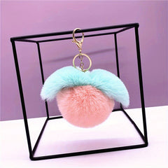 Plush Ball Pendant Faux Rabbit Fur Pompom Key Ring Car Keychain Bag Hanging