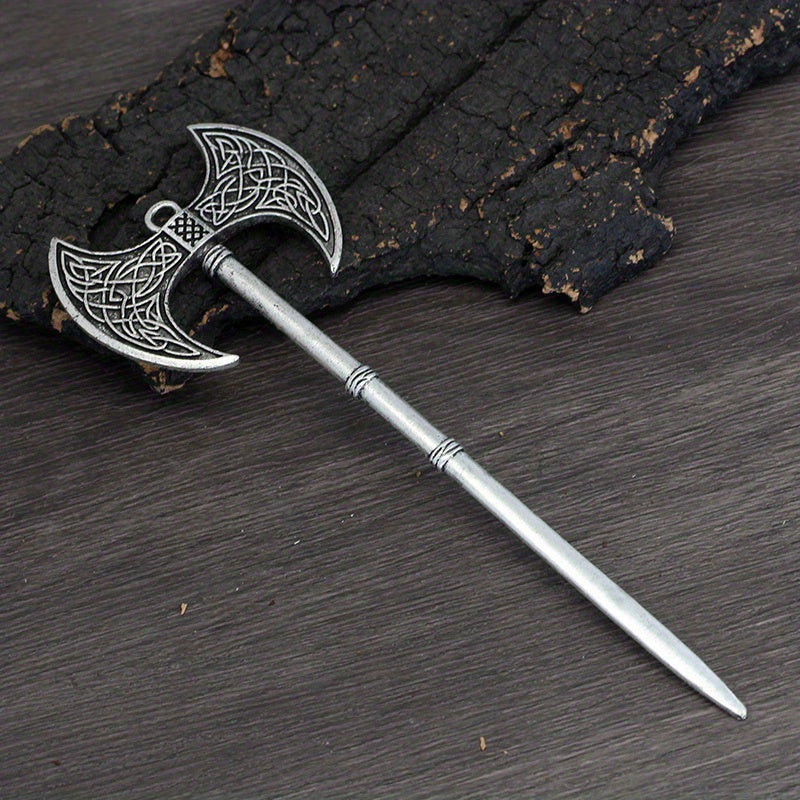 Viking Celtic Hair Clip Silvery Ax Hairpin Witch Sword Hair Stick Amulet