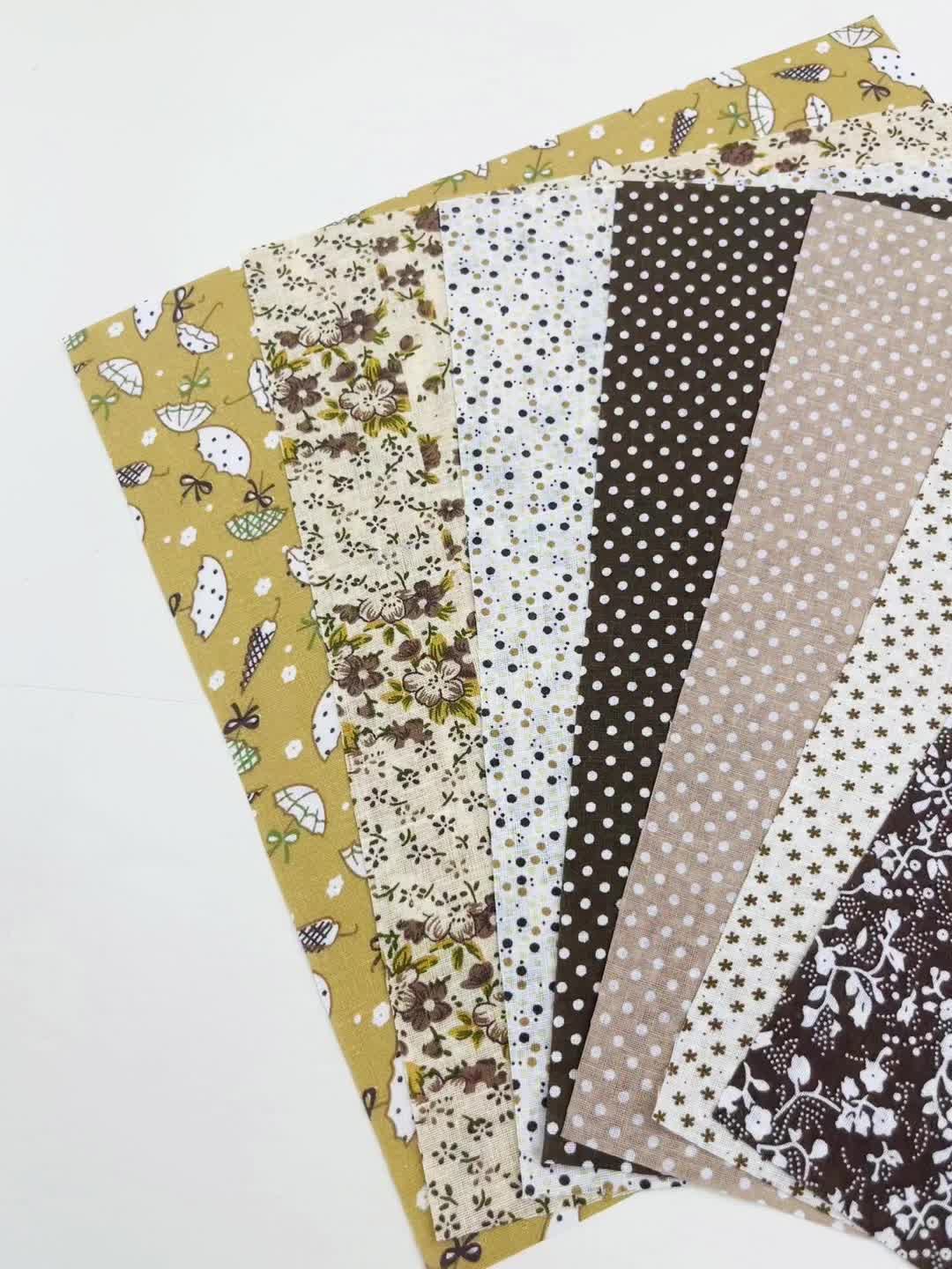 7pcs Coffee Fabric Quilting Sewing Crafts Textile Square Assortment DIY Sewing