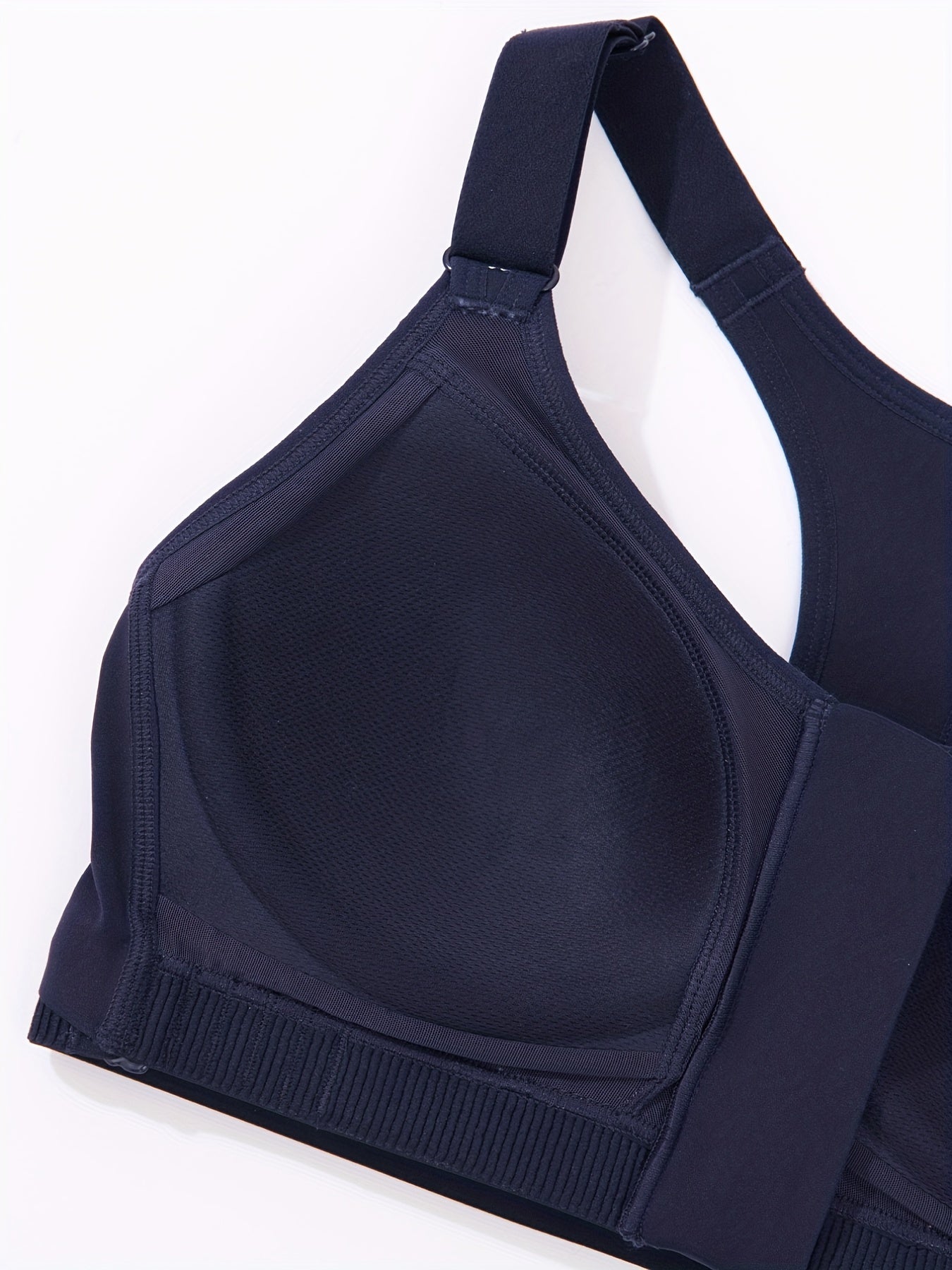  Front Zipper Sports Bra Round Neck