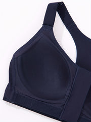  Front Zipper Sports Bra Round Neck