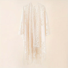 Solid Lace Cardigan Sunproof Shawl Casual Beach Cape