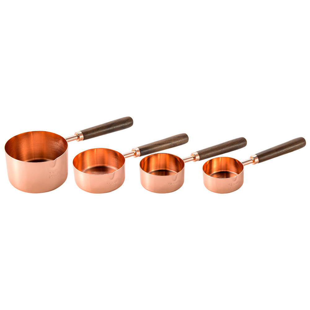 8pcs Stainless Steel Measuring Cup & Spoon Set with Wooden Handle