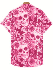 Skull Print Men's Casual Short Sleeve Shirt