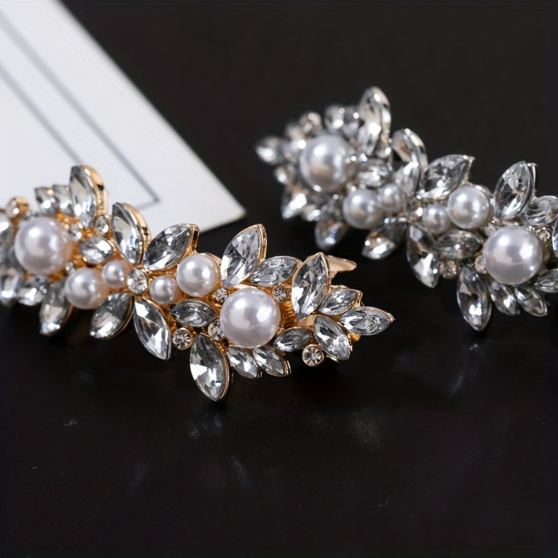 Rhinestone Pearl Hair Clip French Barrette Hair Accessory