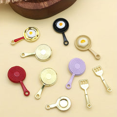 11pcs Enamel Poached Eggs Pan Charms for DIY Earrings Bracelet Pendants