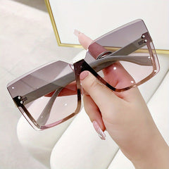 Gradient Metal Semi Rimless Sunglasses UV400