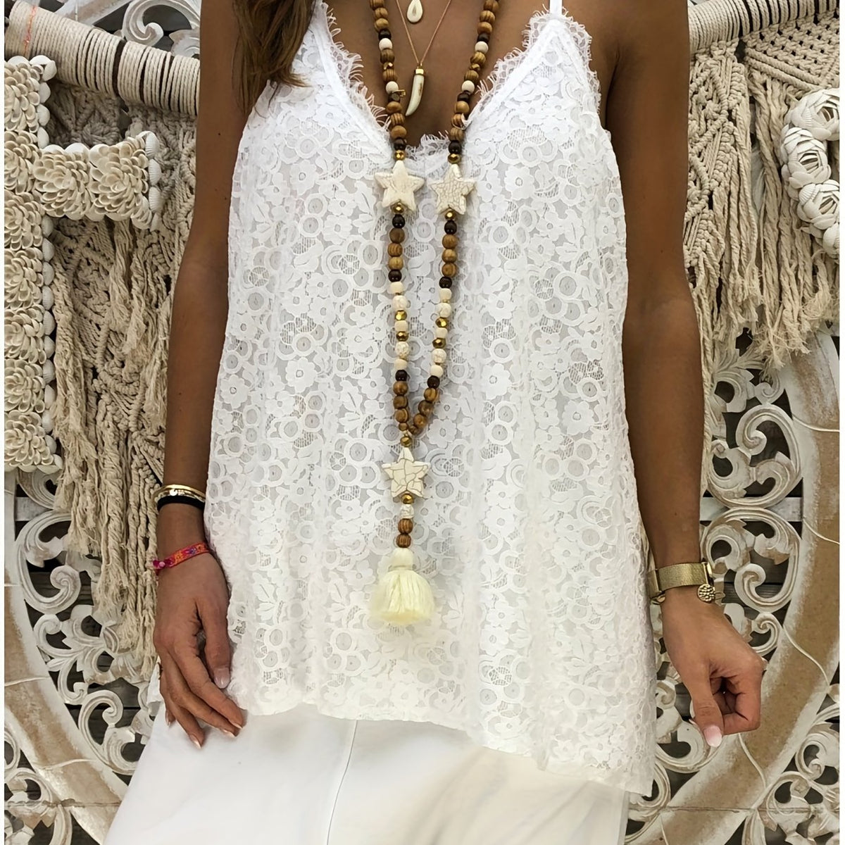 Lace Solid Cami Top V Neck Summer Sleeveless Women's Clothing