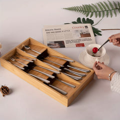 Bamboo Silverware Drawer Divider Organizer