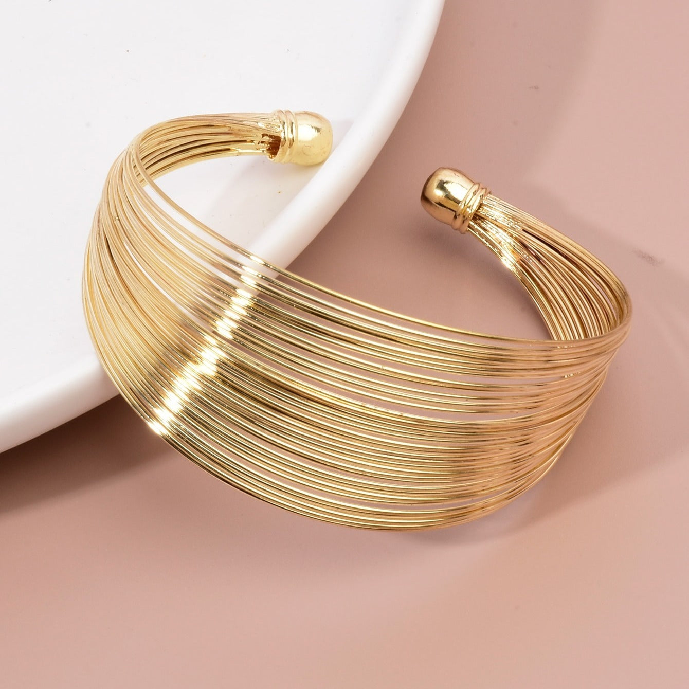 Geometric Layered Bangle Bracelet