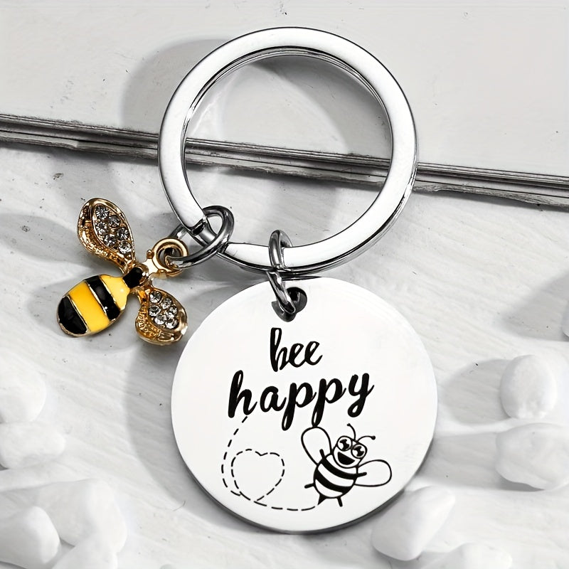 Bee Happy Keychain Inspiring Gift for Loved Ones