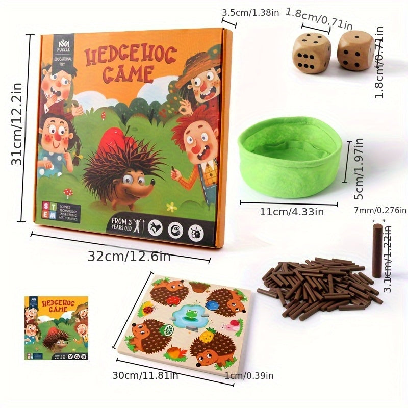 Wooden Hedgehog Game Sensory Sticks Sorting Stacking Motor Skills Toy
