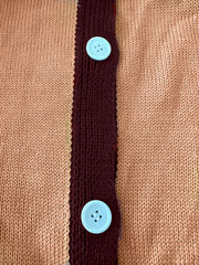  Colorblock Long Sleeve Button Front Sweater Cardigan