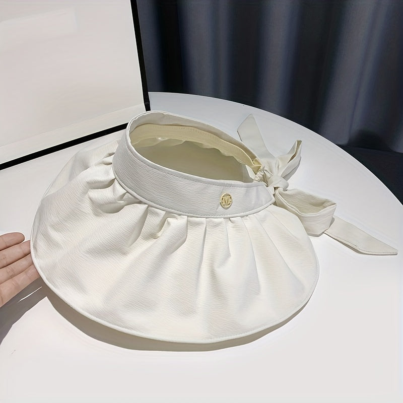 Beige Shell Visor Hat Wide Brim Sunshade UV Protection Sun Hat