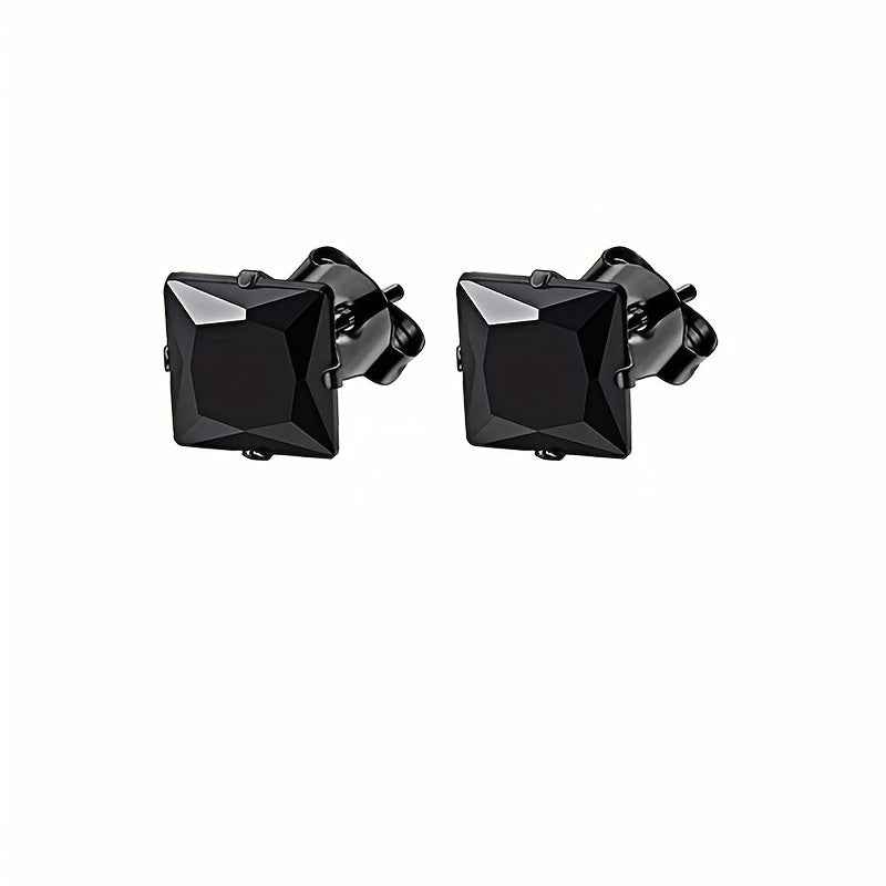 12pairs Steel Ear Studs Unisex Earrings Men Women