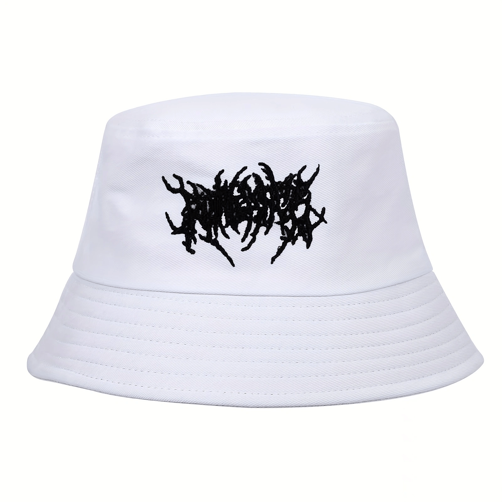 Gothic Embroidery Cotton Bucket Hat Unisex Lightweight Sunshade
