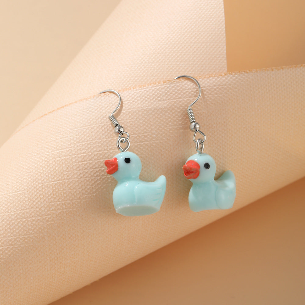 Duck Earrings Synthetic Resin Cute Animal Jewelry Dangle Earrings