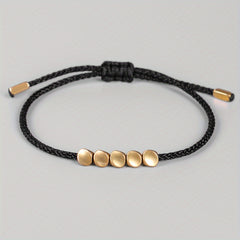 Handwoven Red Rope Bracelet with Copper Beads