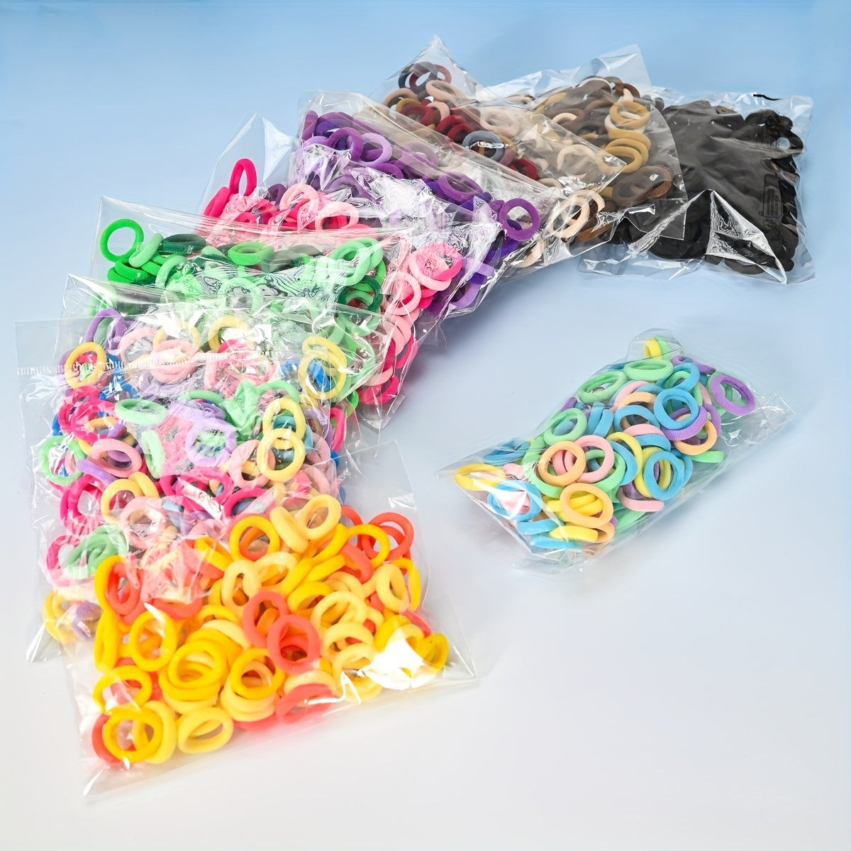 100pcs Solid Hair Ties Thick Stretchy Rubber Bands Ponytail Holder