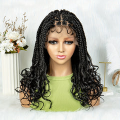 Long Braids Curly Ends Lace Wig 180 Density