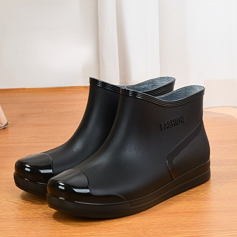 Women's Waterproof Ankle Rain Boots Non Slip Solid Short Tube Boots