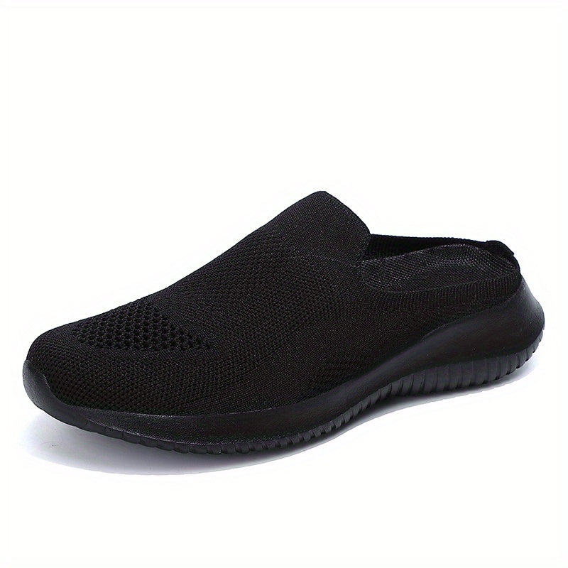 Women's Knit Mule Sneakers Slip On Comfortable Shoes Solid Color