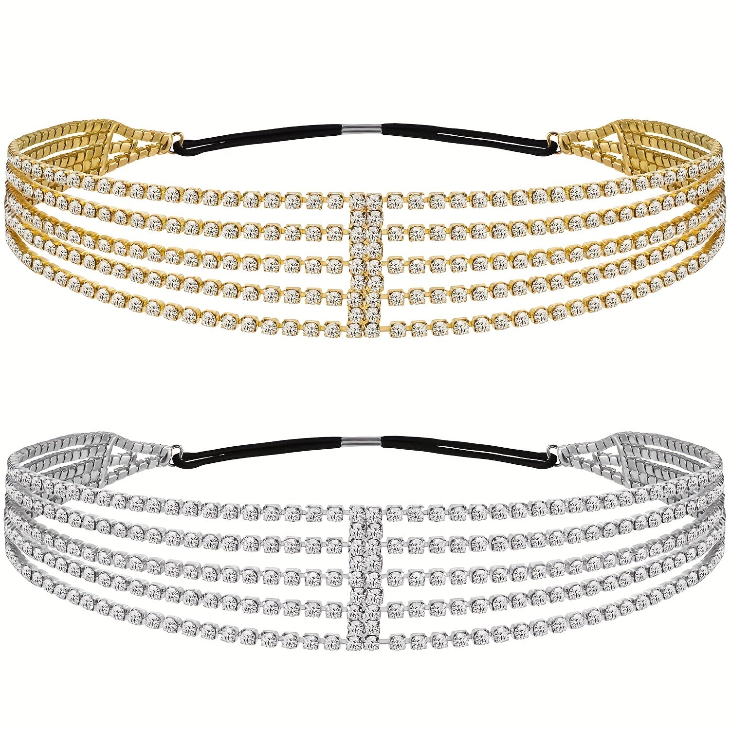Elastic Rhinestone Headband for Women Bridal Jewelry