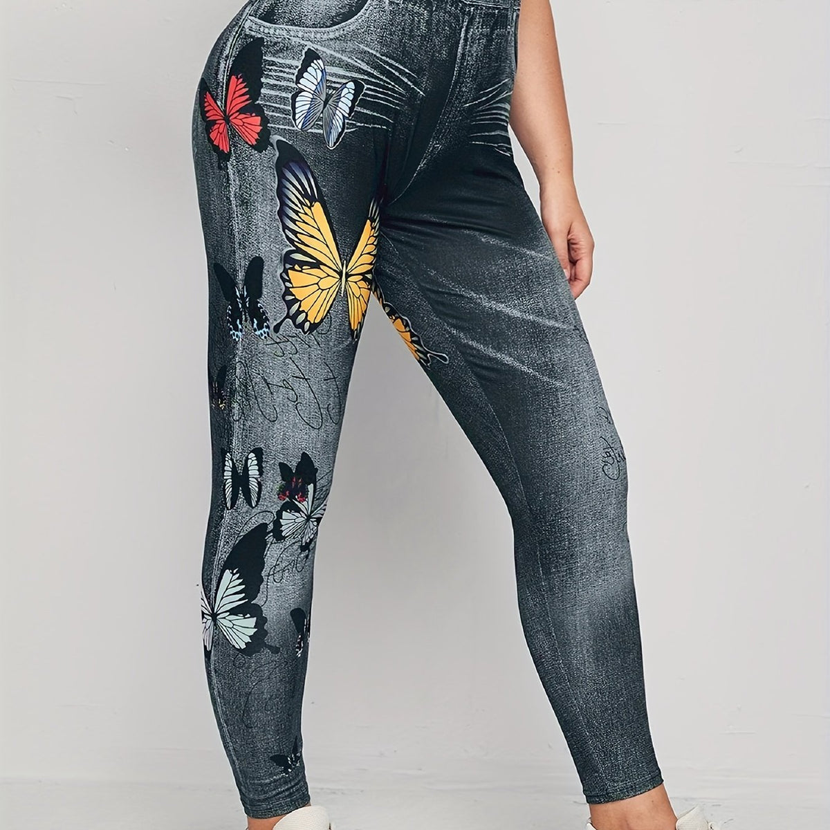  Butterfly Print High Rise Leggings
