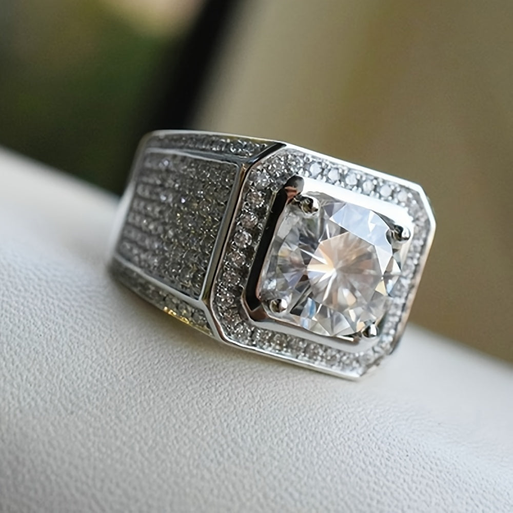 Sapphire Faux Diamond Engagement Band Crystal Rings For Men