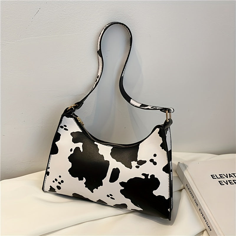 Animal Pattern Shoulder Bag Zipper Baguette Bag Underarm Bag